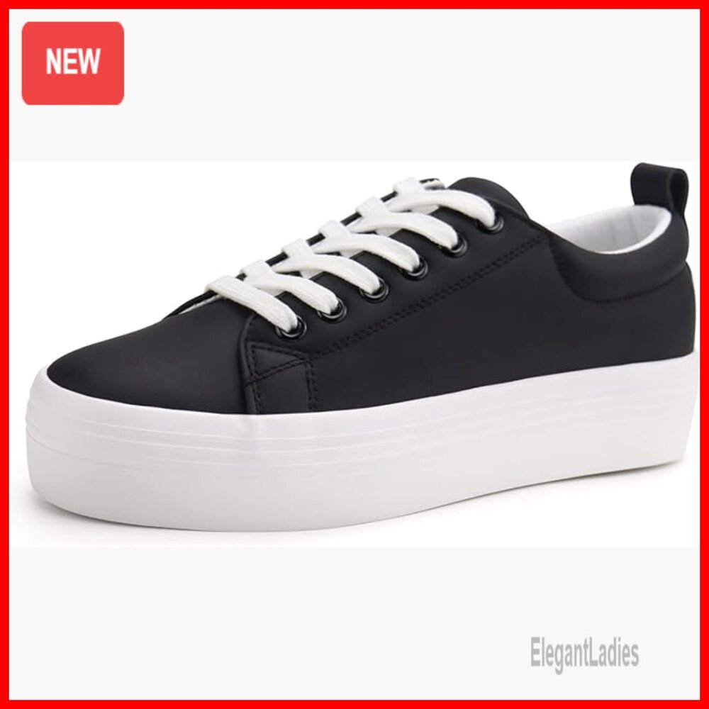 Platform Sneakers Lace Up Walking Shoes Comfortable Casual Fashion